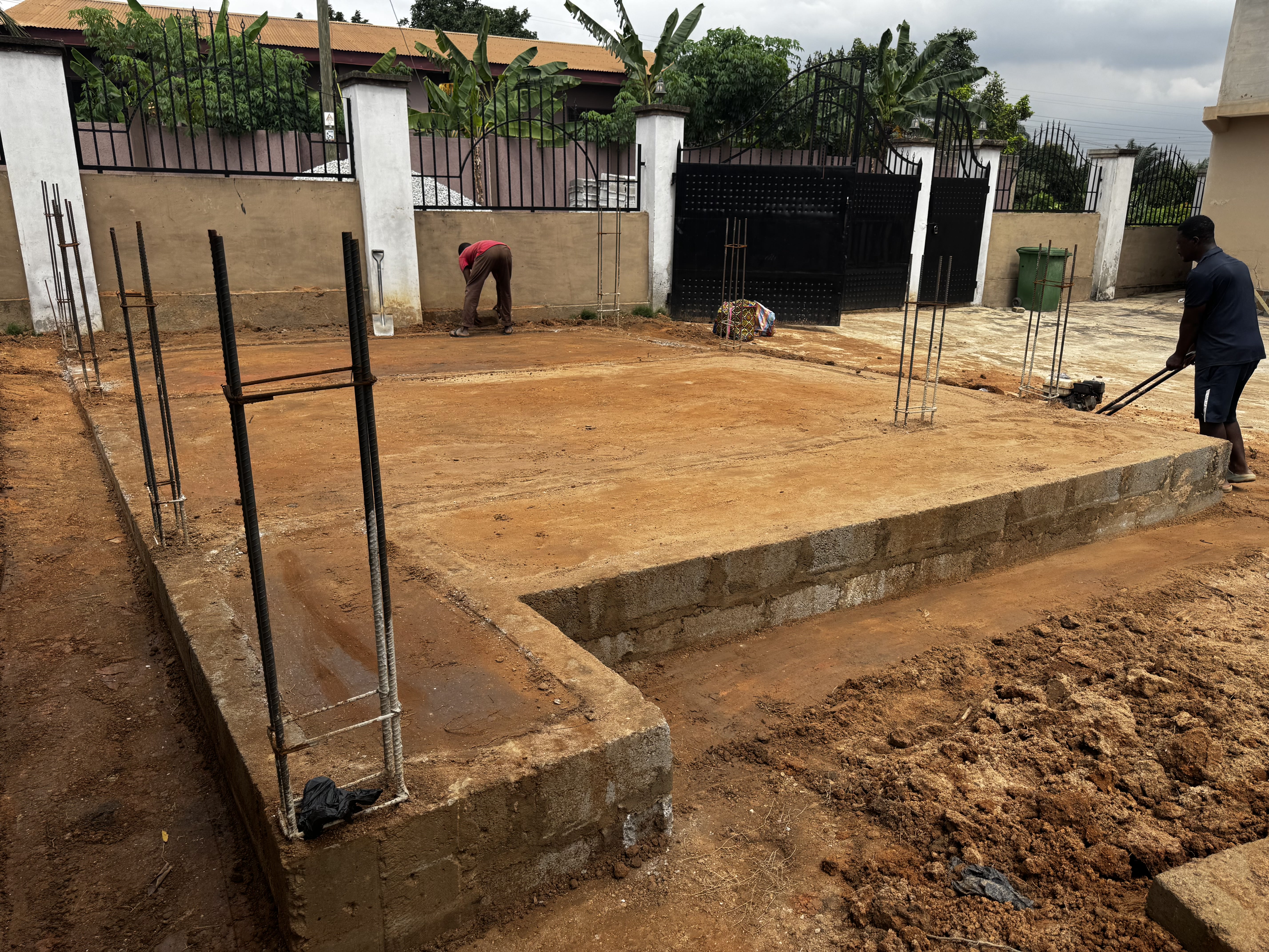 Finishing crew aligning templates ahead of artisan installations